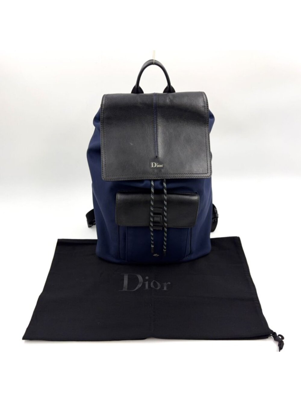Dior Homme Be Motion Leather Nylon Navy Black Backpack Silver - Picture 15 of 15
